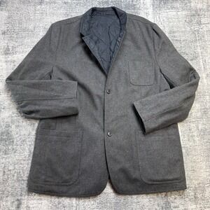 GAP Blazer Jacket Mens 50R Gray Blue Reversible Quilted Sport Coat Travel Chore